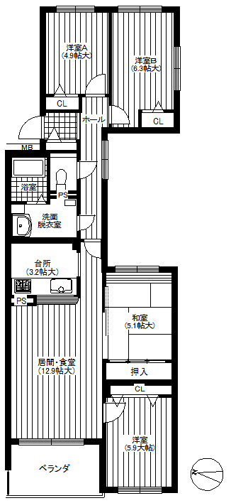 ハウスオブリザ北38条/4LDK/角部屋/リフォーム済 ハウスオブリザ北38条/4LDK/角部屋/リフォーム済